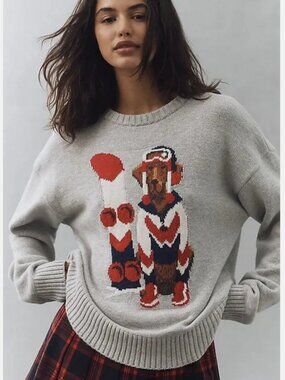Anthropologie Porridge Jolene Pullover Sweater Snowboard Dog Ski XXSP NWT XXS P